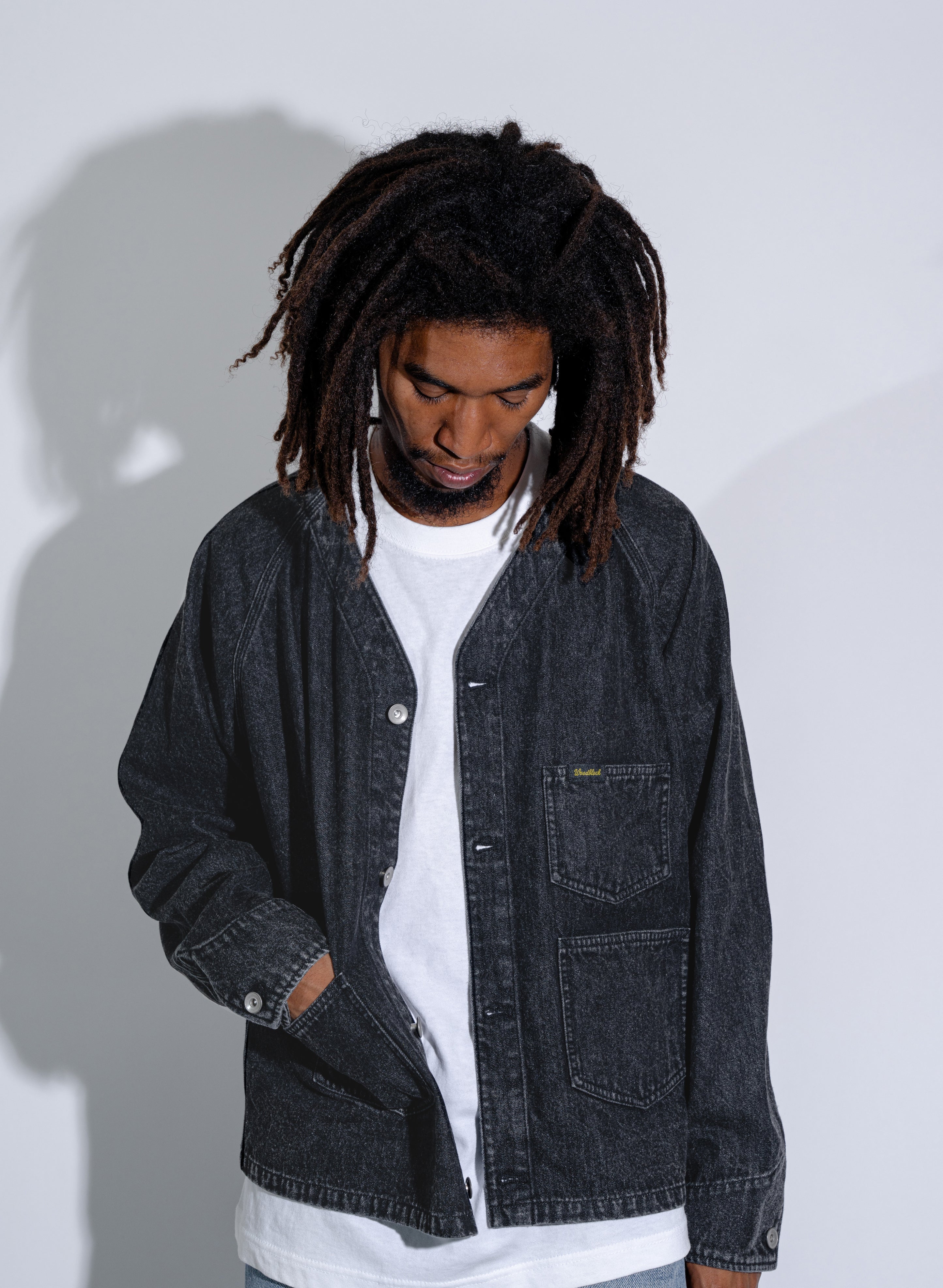 WOODBLOCK DENIM ENGINEER JACKET BLACK (WB-24AW-002)