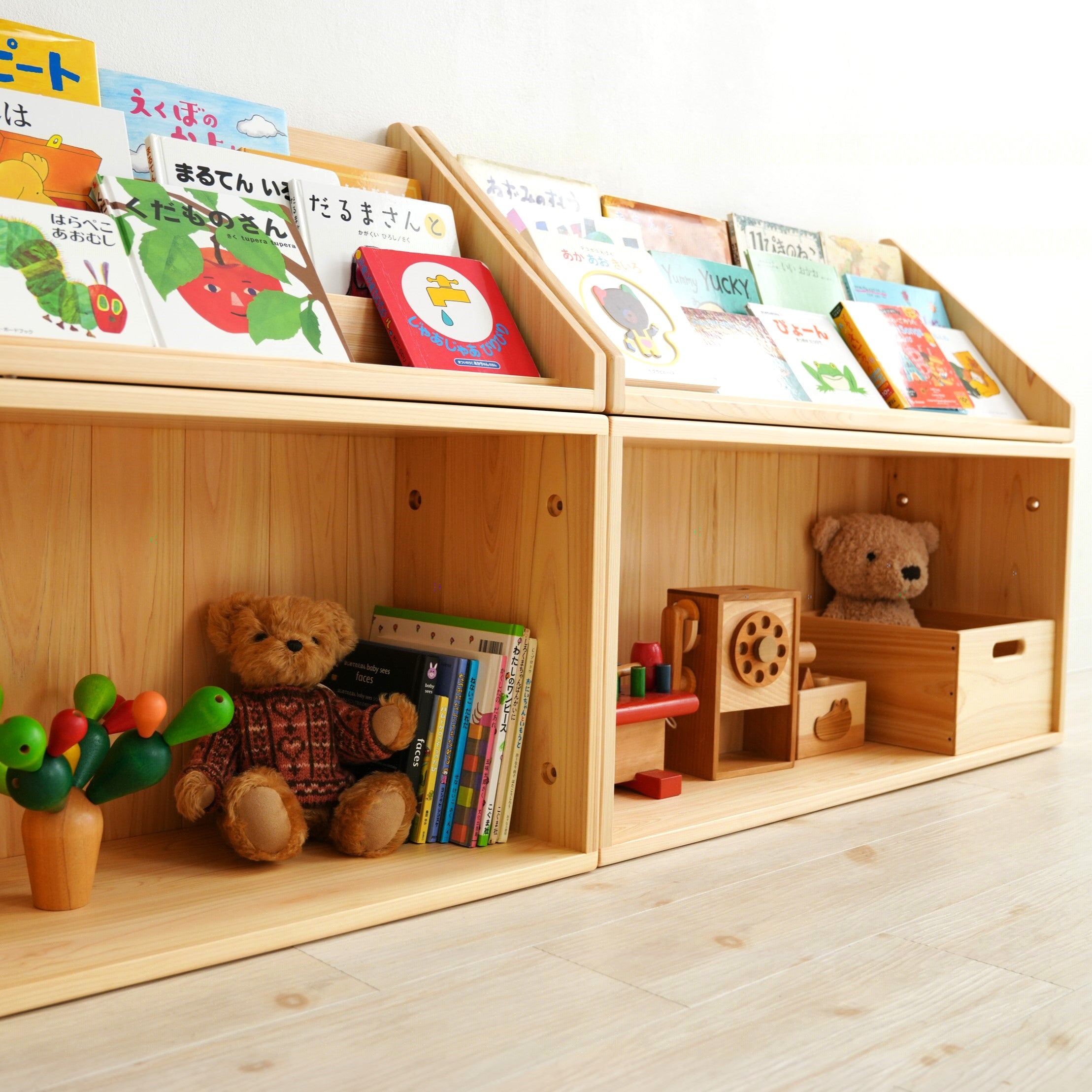 0歳から使える絵本収納・おもちゃ収納｜国産ヒノキのユニット家具