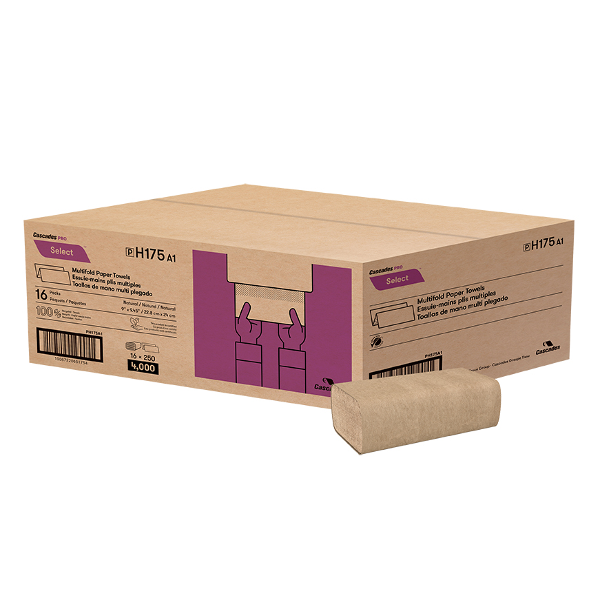 Multifold Paper Towel, Natural, 1 ply, 9 x 9.45 in - Cascades PRO