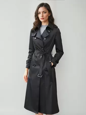 レディース トレンチコート モダン ポリエステル ターンダウンカラー