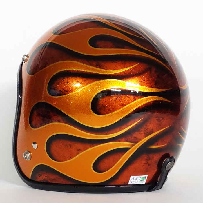 3-025 フレイムス ラメベース オレンジラップ | ジェットヘルメット