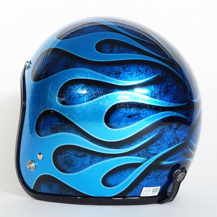 3-023 フレイムス ラメベース ブルーラップ | ジェットヘルメット