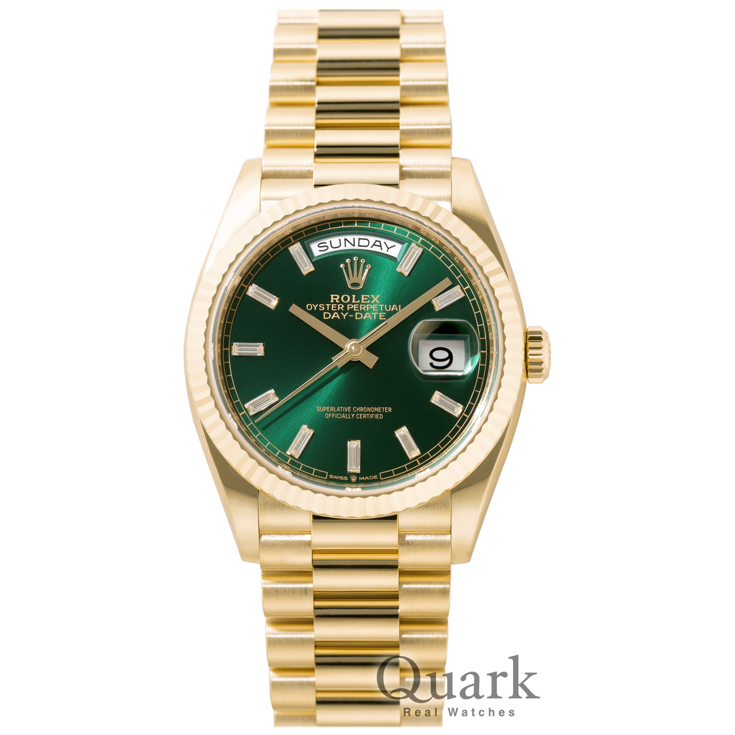 ロレックス デイデイト36 Ref.128238A ブライトグリーン10Pバゲット