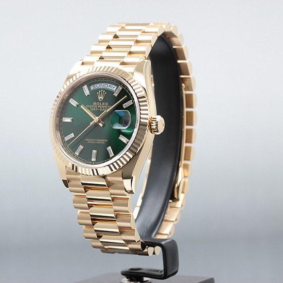ロレックス デイデイト36 Ref.128238A ブライトグリーン10Pバゲット