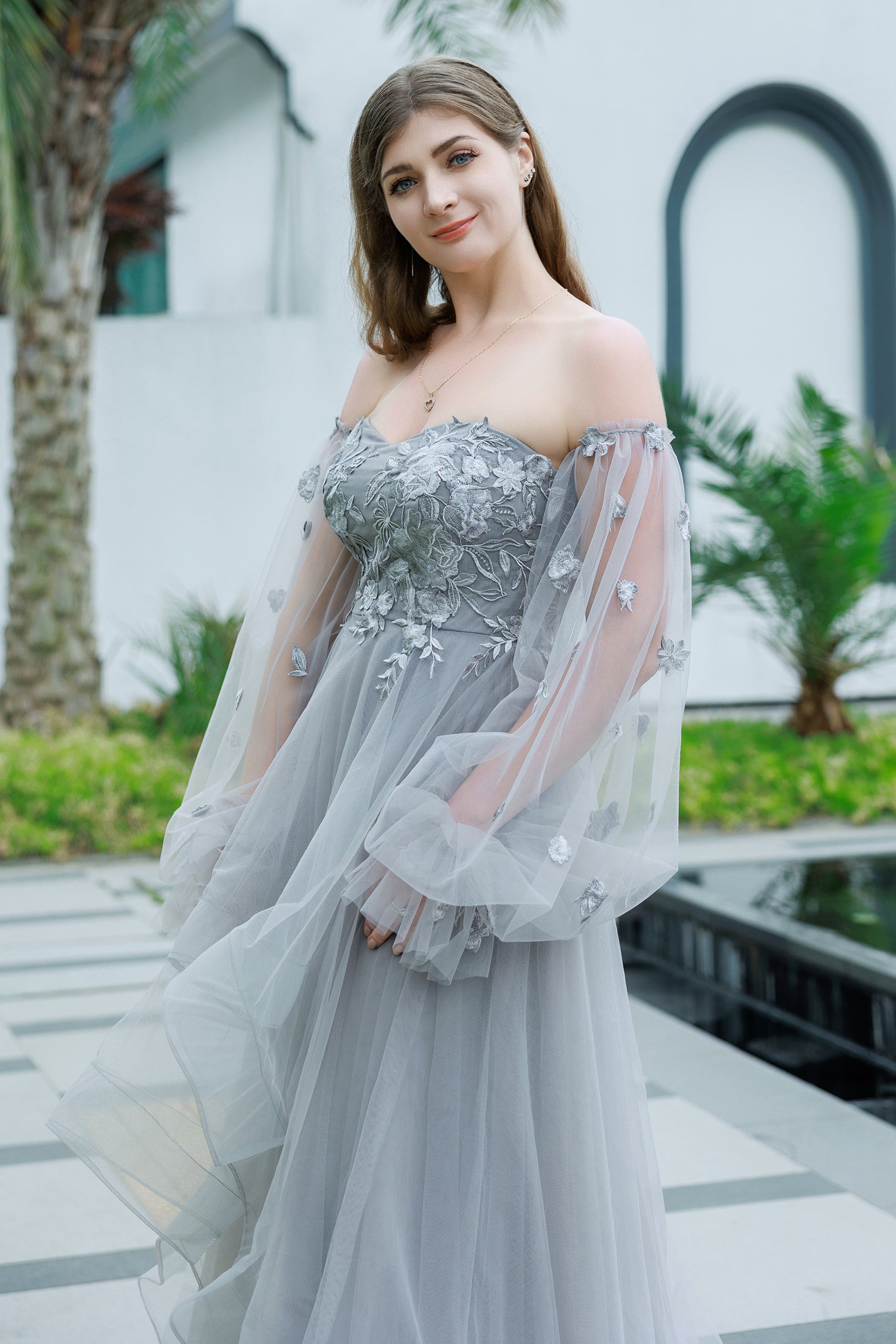 CW3302 長袖 レース カラードレス – COCOMELODY