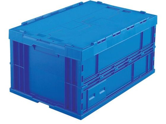 TRUSCO 折りたたみコンテナフタ付 75L ダークブルー TR-F75B 3449556が