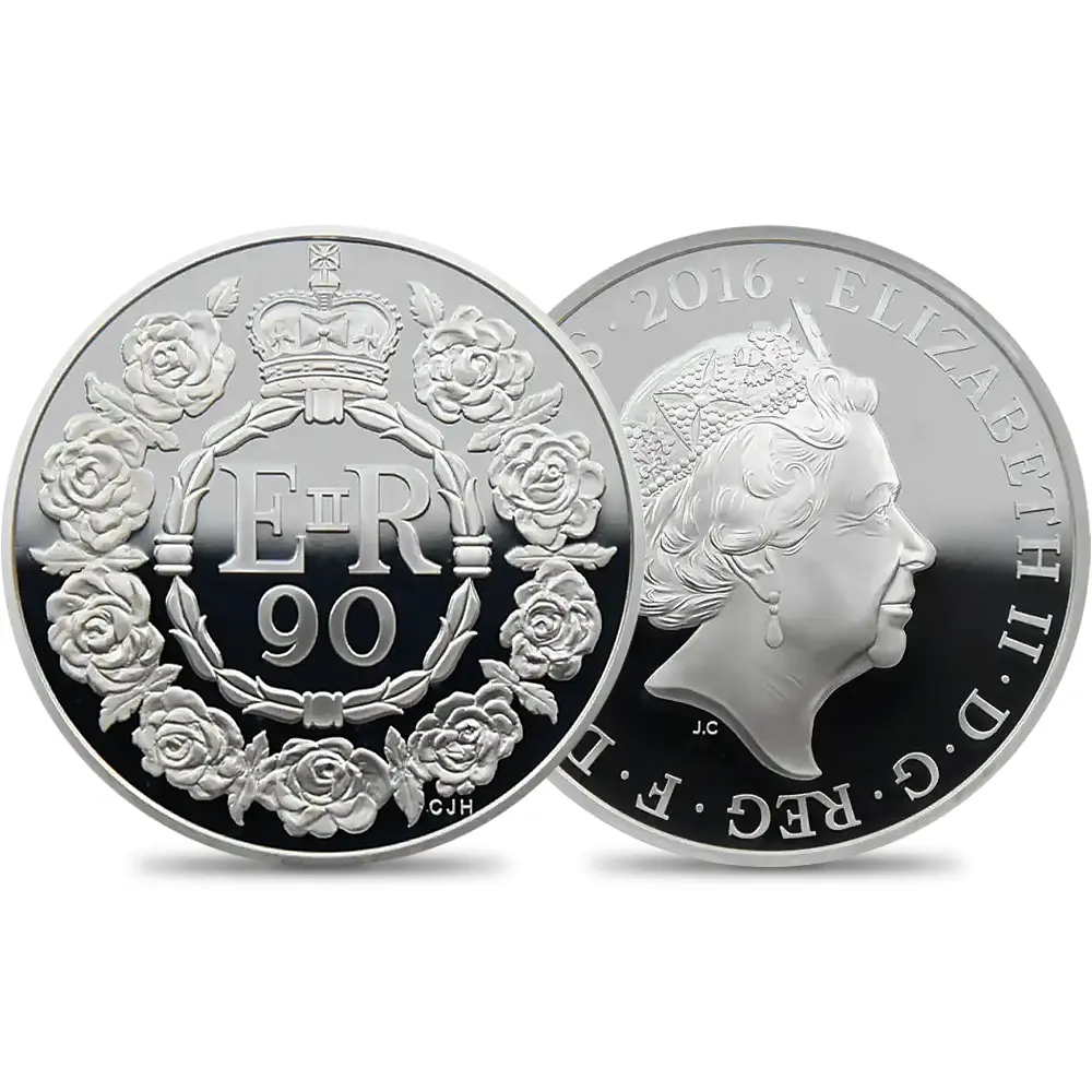 2016 エリザベス2世 女王生誕90年記念 10ポンド5オンス銀貨 ファースト