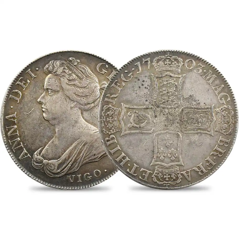 相場60-90万円 1703年VIGO ENGLAND CROWN銀貨 相場60-90万円