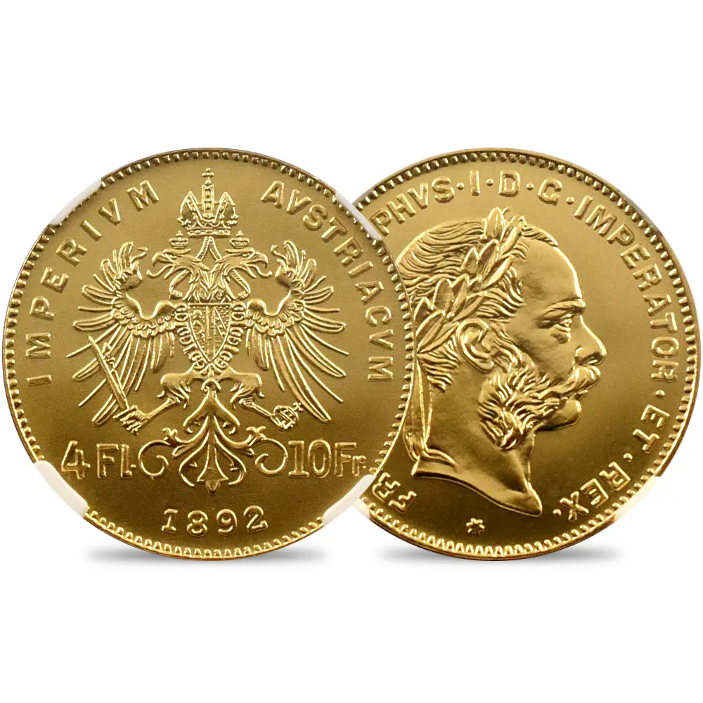 オーストリア 1892 フランツ・ヨーゼフ1世 10フラン金貨 リストライク