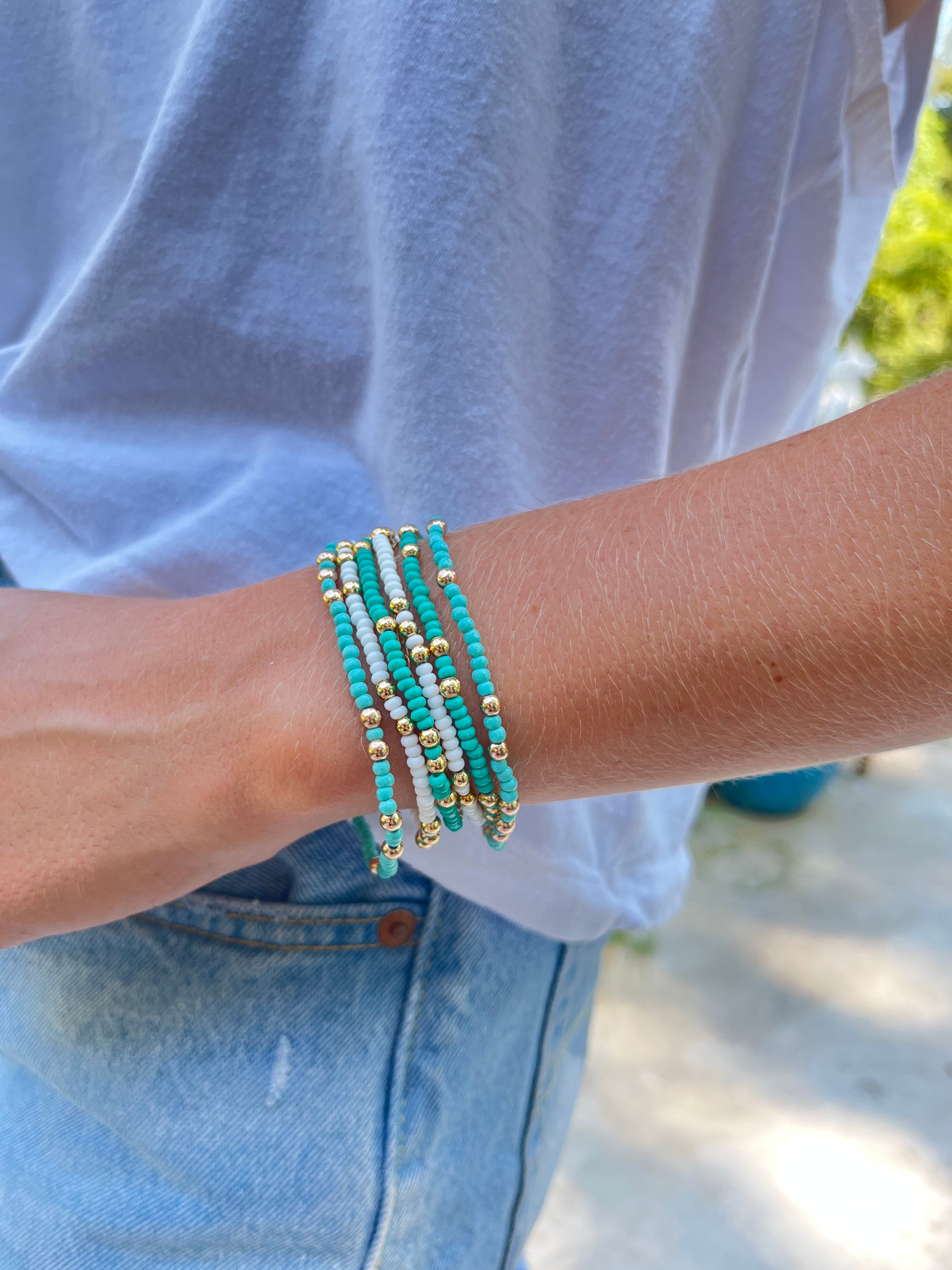 B201 ZTA-Zeta Tau Alpha Colors Stack: Set of 6 Beaded Stretch