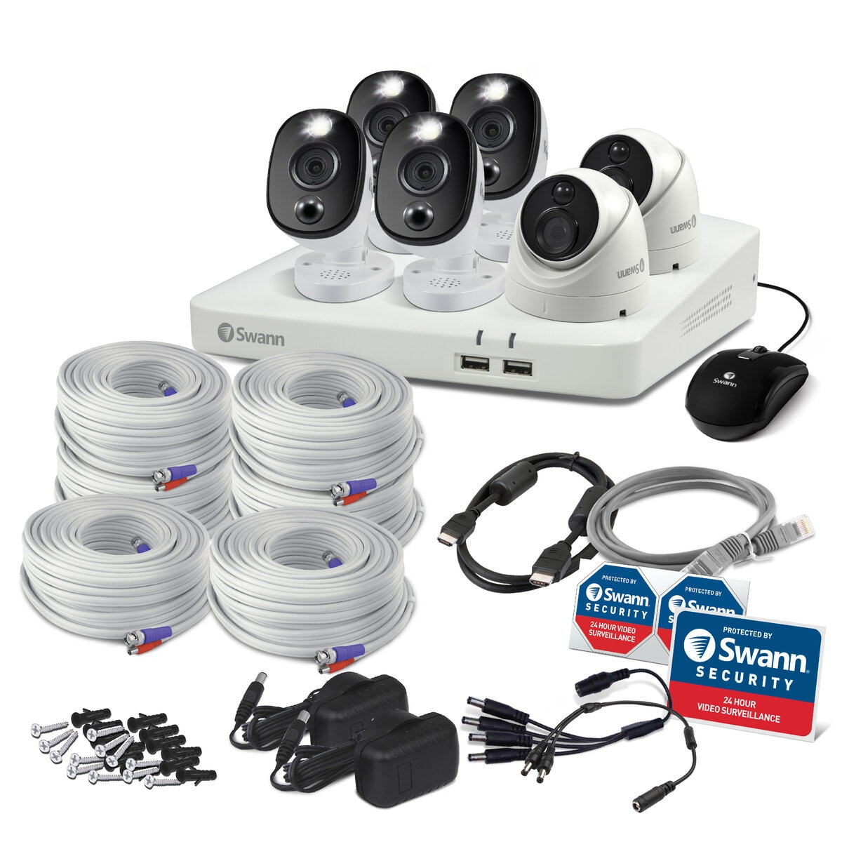 Swann（スワン）DVRシステム 2TBHDD 8チャンネル4Kカメラ6台セット