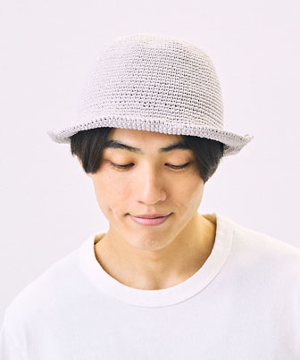COTTON HAND-KNIT CROCHE 6(ONESIZE LIGHT GRAY): ハット帽子通販