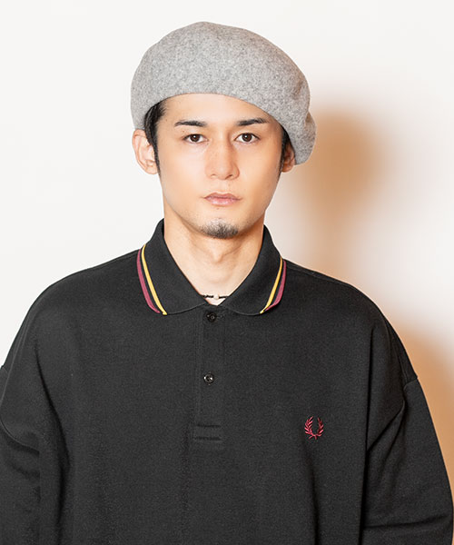 CA4LA リボン付きグレーのベレー帽 ワンサイズ CA4LA リボン付きグレー