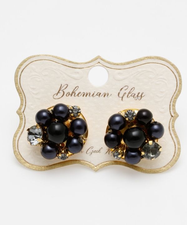 Fromチェコ】パールブーケピアス(BLACK): 『欧州航路』