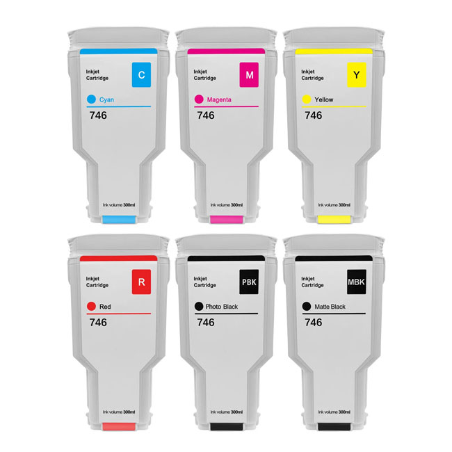 Compatible HP 746 SET 6 Pack Ink Cartridges, for DesignJet Z6