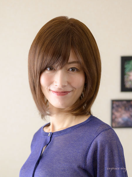 人毛ウィッグ総手植え ふんわりひし形ナチュラルミディ CW-HM10