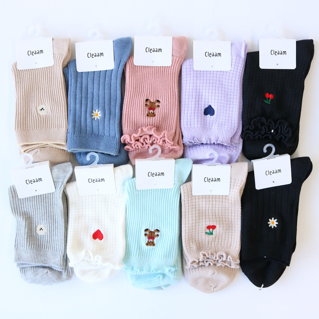 今トレンドでバズってる☆】 婦人 綿混クルー丈ソックス 韓国っぽ/ワン