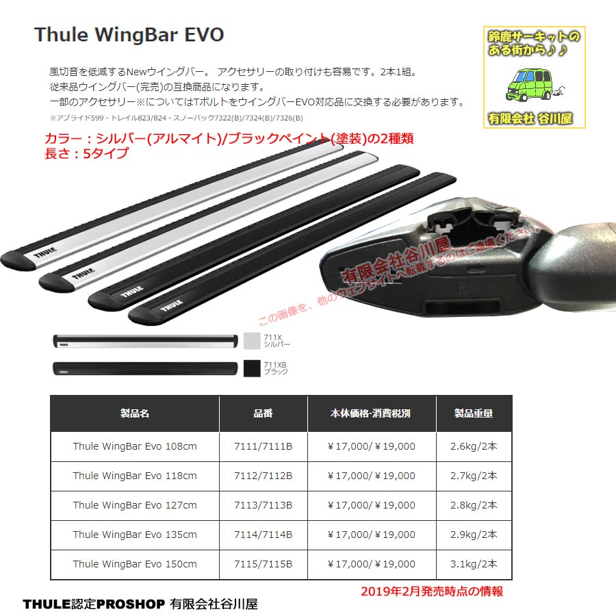 THULE WingbarEvo th7112 (118cm) [正規輸入品保証付] アルミ製