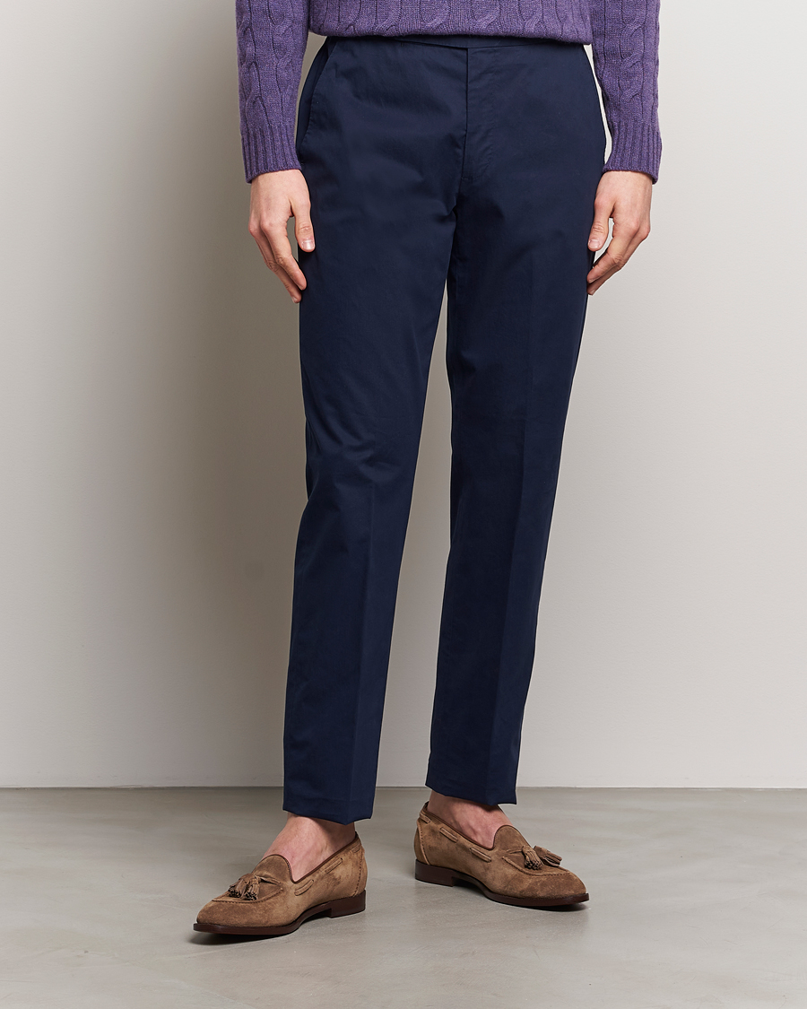 Ralph Lauren Purple Label Cotton Poplin Trousers Spring Navy at