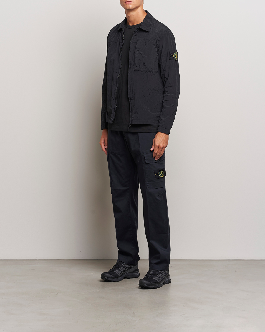 Stone Island Nylon Metal Zip Overshirt Black at CareOfCarl.com