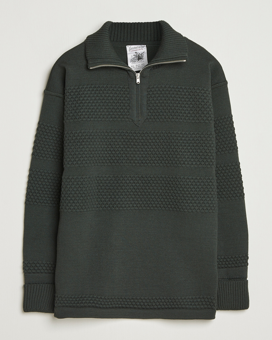 S.N.S. Herning Fisherman Wool Short Zip Dark Forest Green at