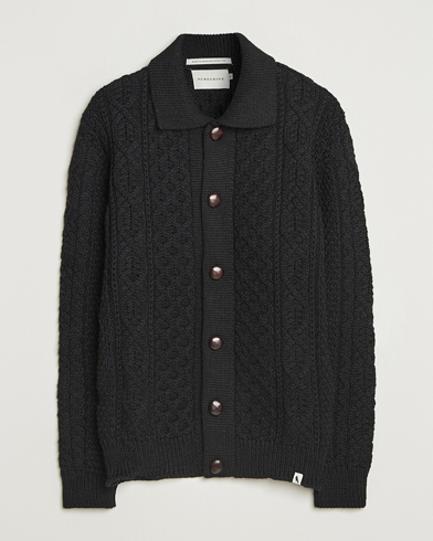 Fred Perry Tipped Pique Textured Cardigan Black at CareOfCarl.com
