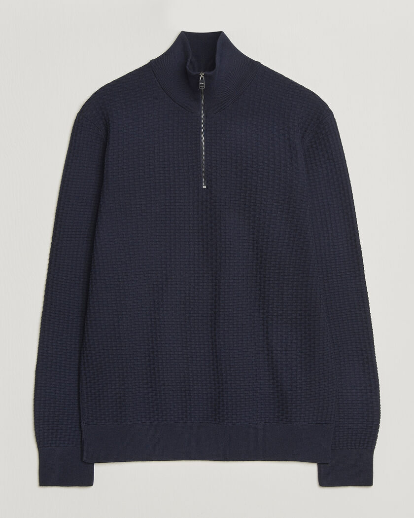 Maison Kitsuné Fox Head Half Zip Sweatshirt Ink Blue at CareOfCarl.com