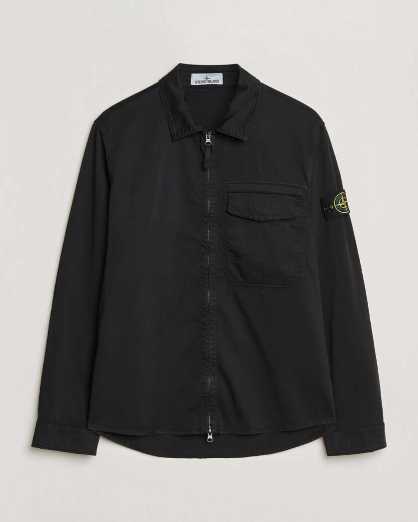 Stone Island Nylon Metal Zip Overshirt Black at CareOfCarl.com