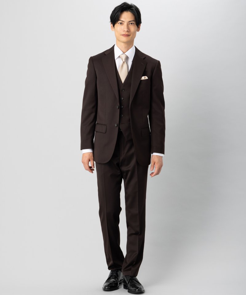 パーフェクトスーツファクトリー スリーピーススーツ ブラウン AB6