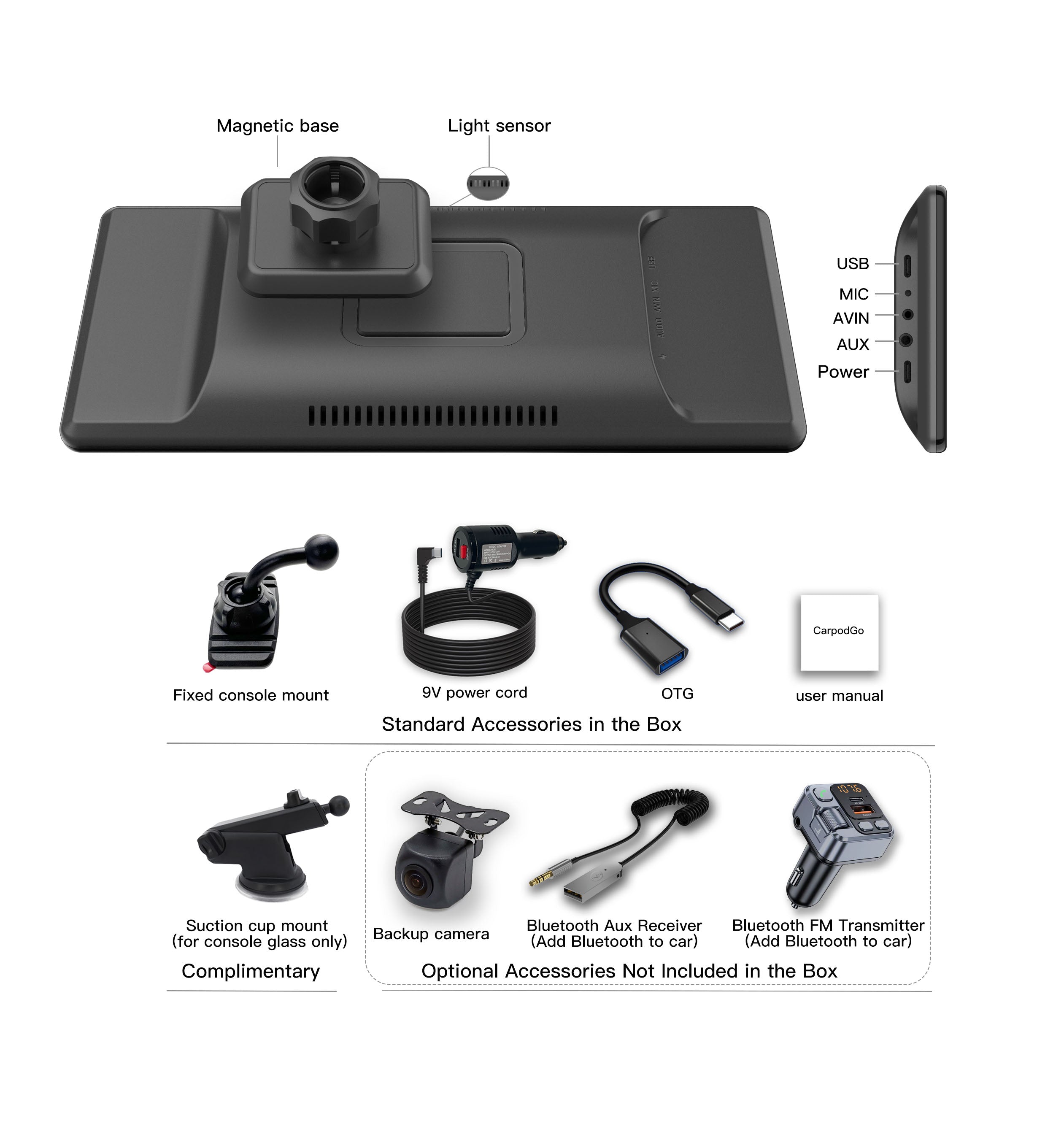 CarpodGo Portable Wireless Display Screen for Carplay or Android Auto