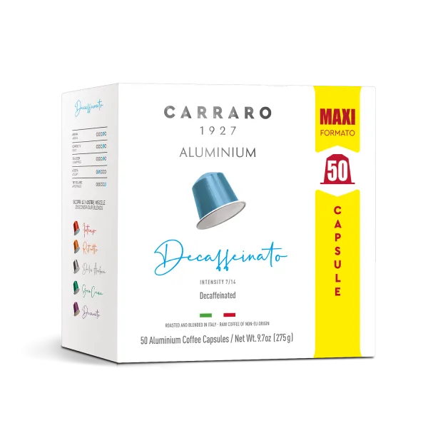 Decaffeinato – 50 Nespresso®* compatible aluminum capsules | Caffè