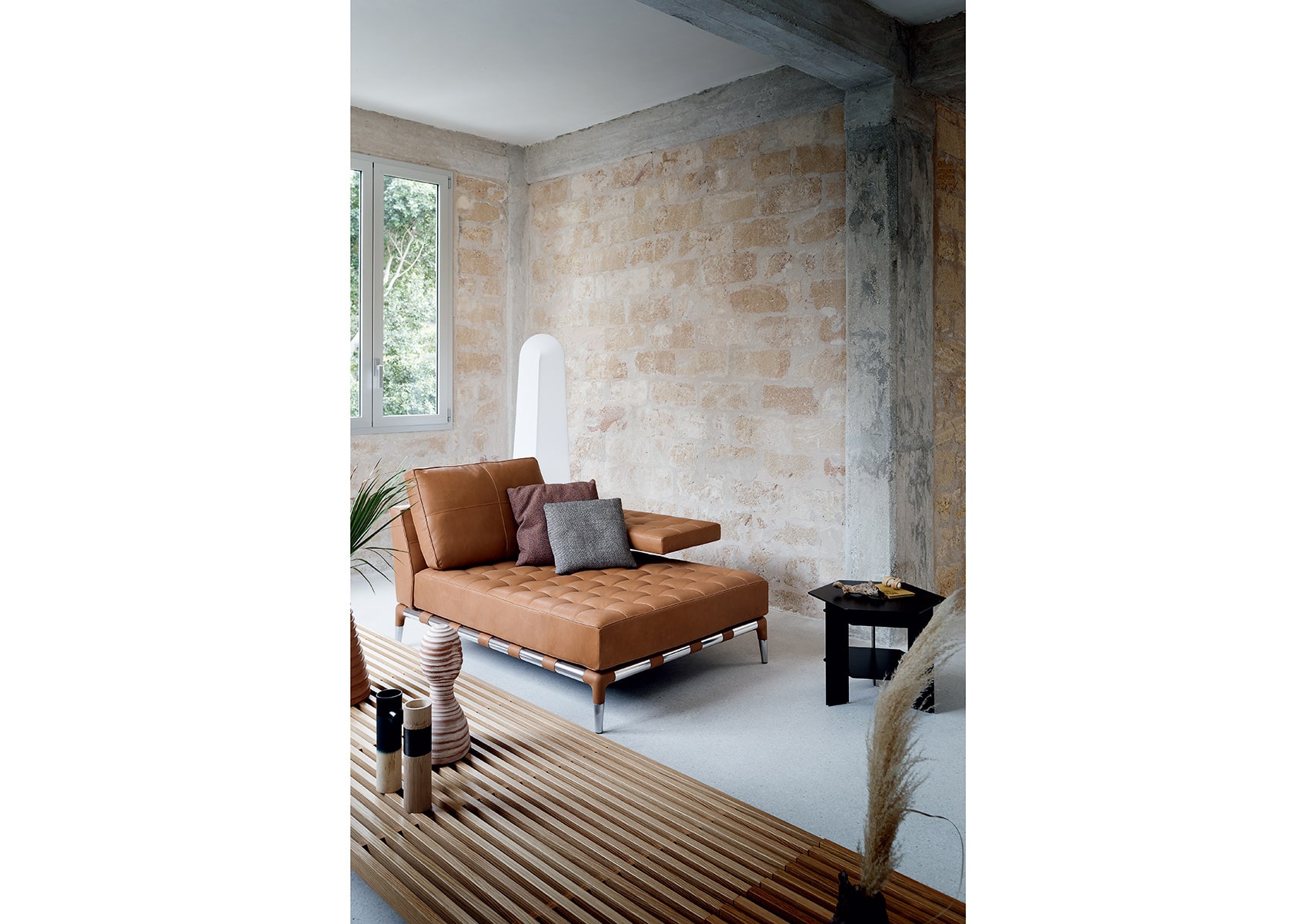 Cassina（カッシーナ）241-21 PRIVE 1人掛ロングシート 黒革（13X606