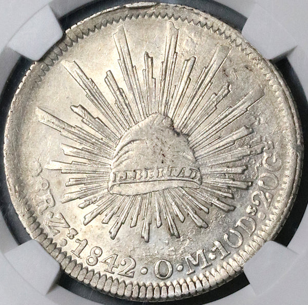 1842-Zs NGC AU Mexico 8 Reales Zacatecas Eagle 1841 Rare Silver