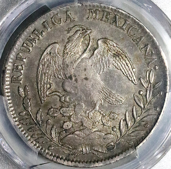 1828-Zs AO PCGS AU 50 Mexico 8 Reales Cap Rays Silver Coin POP 1/2