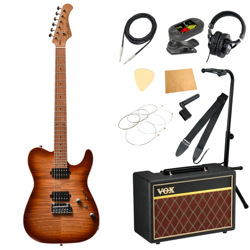 BACCHUS バッカス TAC24 FMH-RSM/M N-BR-B エレキギター VOXアンプ付き
