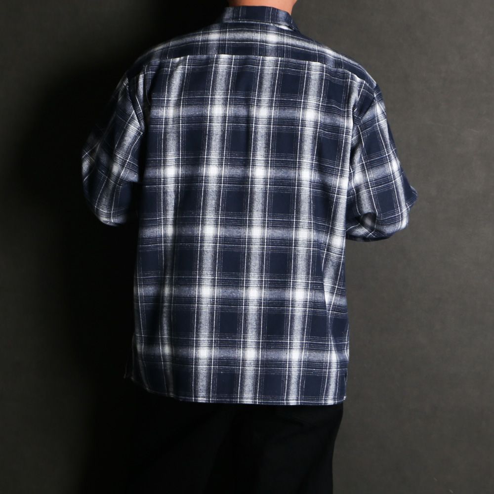 HideandSeek - Ombre Check L/S Shirt (26ss) - Blue / オンブレ