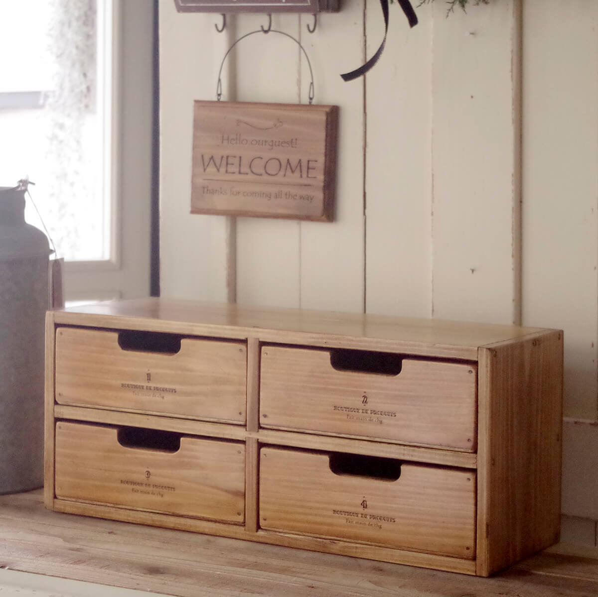 アンティーク風木製4ドロワーボックス｜手作りの木製小引出し｜通販