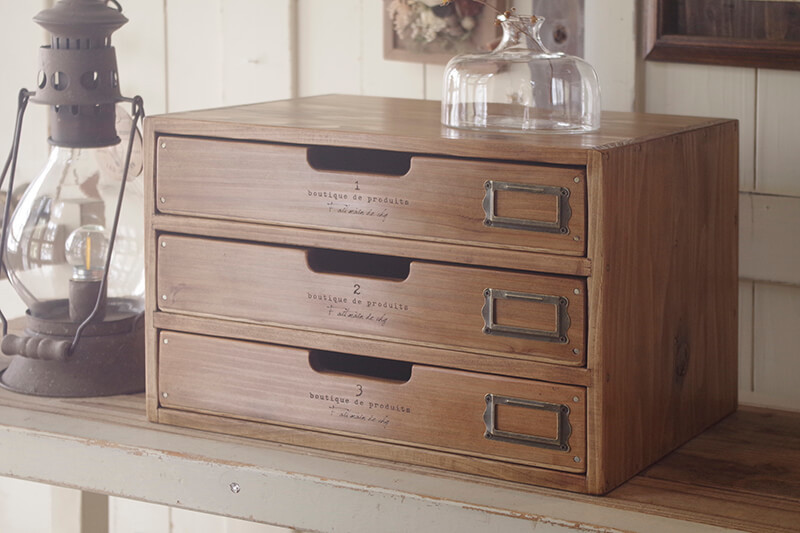 木製A4ファイルキャビネット｜ヴィンテージスタイルの木製レターケース