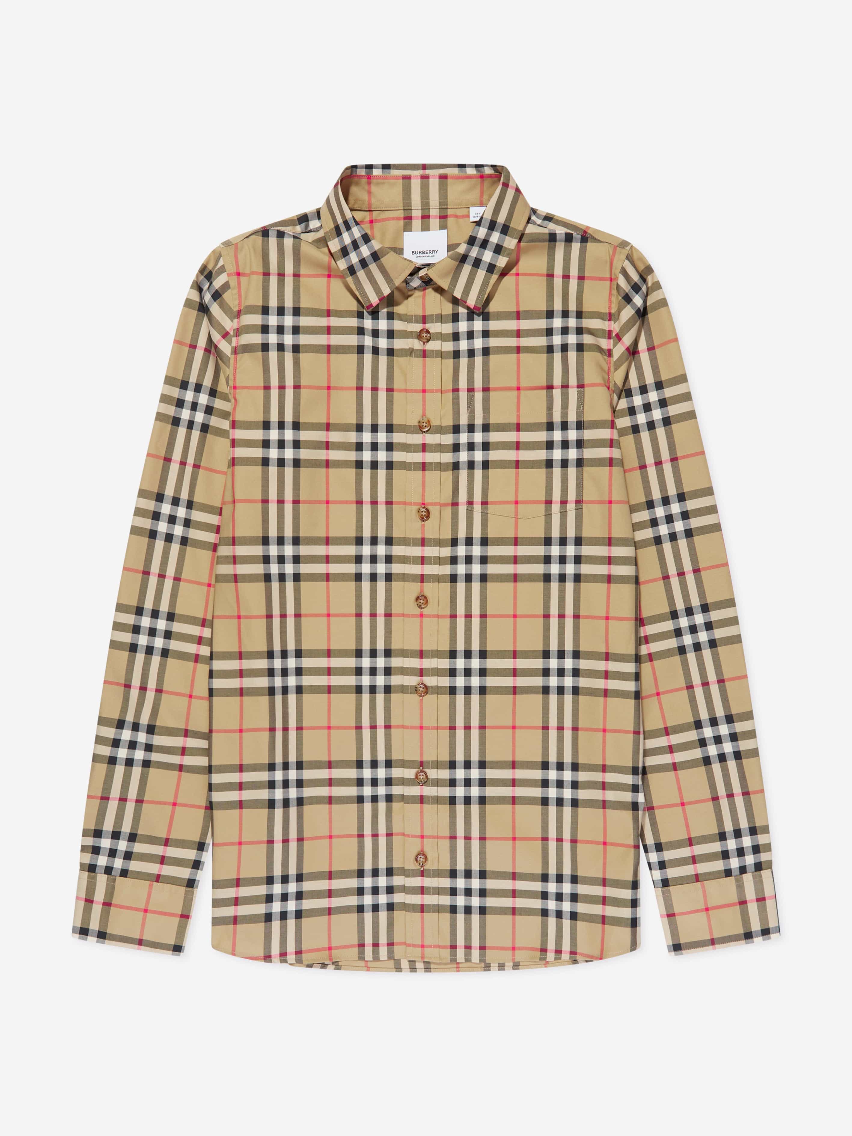 Burberry Boys Owen Long Sleeve Check Shirt in Beige | Childsplay