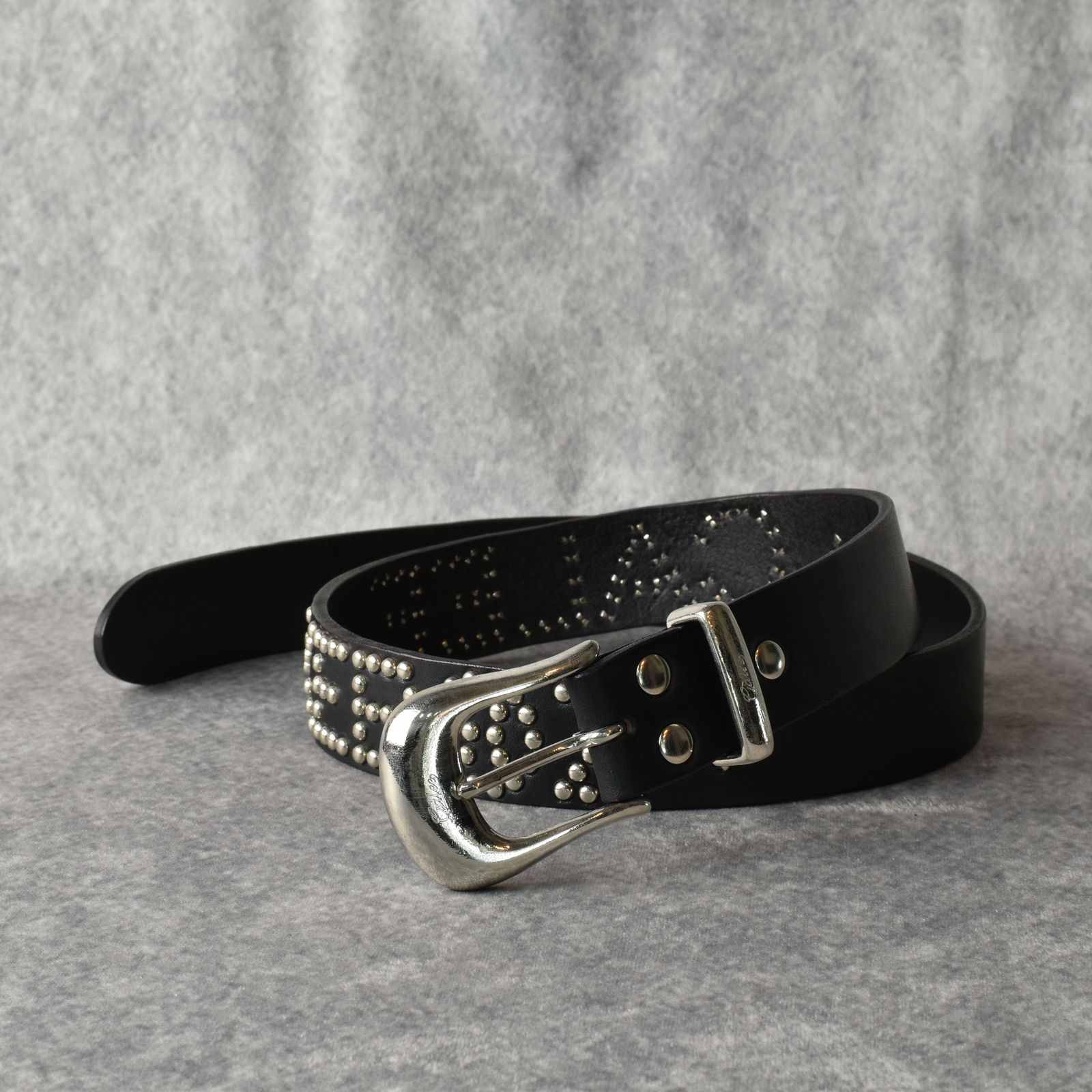 CALEE - × KEBOZ STUDS LEATHER BELT (BLACK) / × ケボズ スタッズ