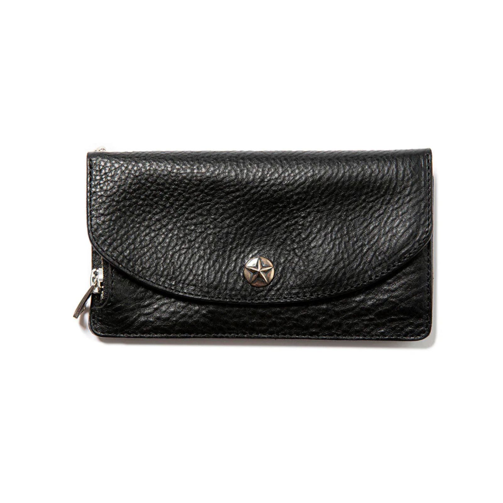 CALEE - SILVER STAR CONCHO LEATHER LONG WALLET (BLACK) / シルバー