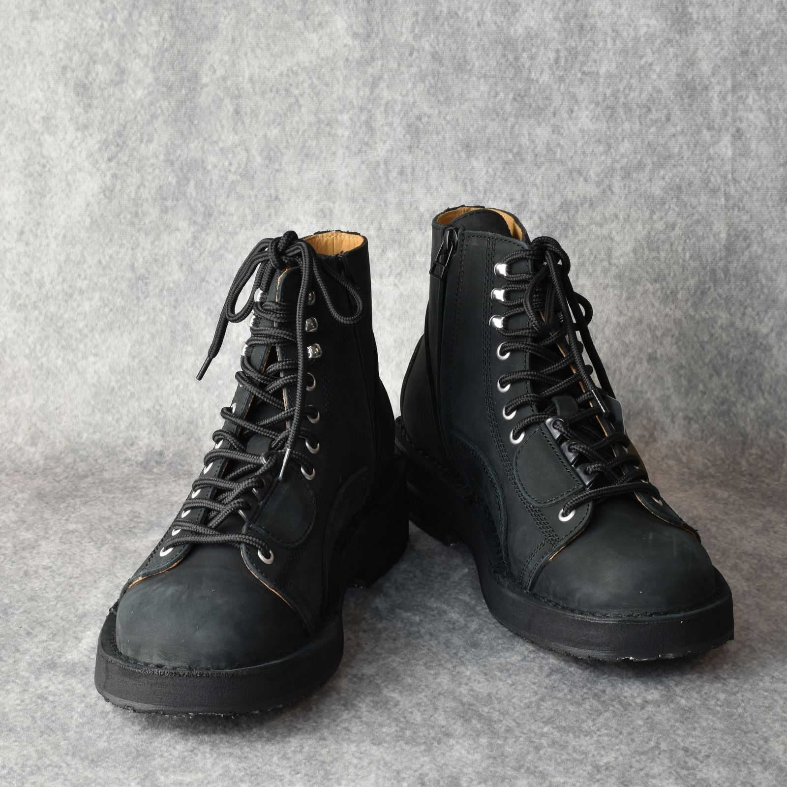 yohji yamamoto - MAT SMOOTH LEATHER ZIP BIKER BOOTS （BLACK