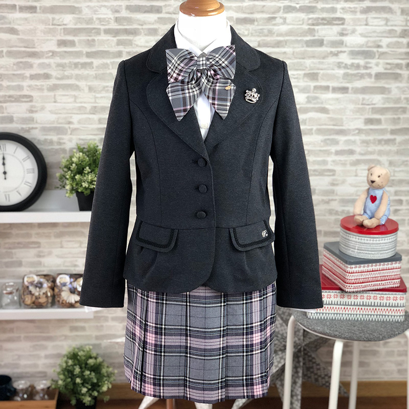 ポンポネット グレージャケットのチェックリボンスーツ 150 / ブランド