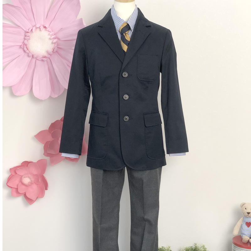 ラルフローレン 黄色と紺色ネクタイのコットンジャケットスーツ 140