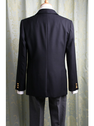 バーバリー 紺ブレザーにブルーストライプシャツのスーツ 150