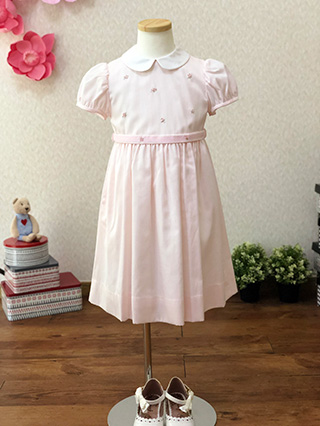 ファミリア ベビーピンクストライプ柄の半袖ワンピース 100 / ブランド