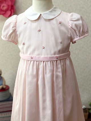 ファミリア ベビーピンクストライプ柄の半袖ワンピース 110 / ブランド