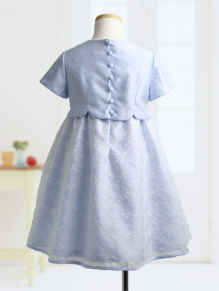 ファミリア レースとパールビーズが清楚な水色ドレス 110 / ブランド