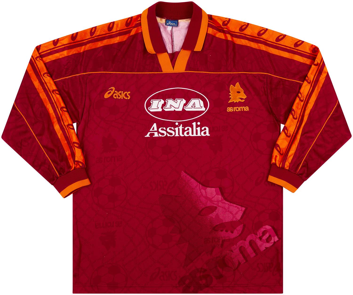 1995-96 Roma Home L/S Shirt - 8/10 - (S)