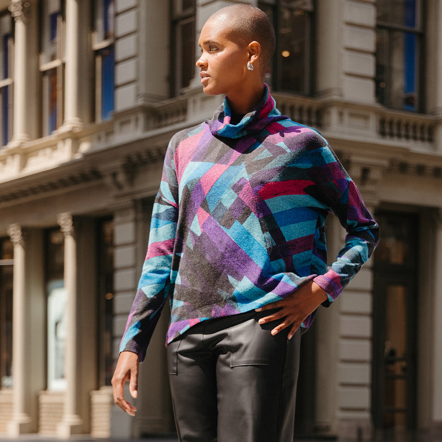 Lightweight Cozy - Tipped Hem Sweater Top - Ribbon Stripe - Final